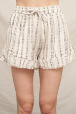 Shorts | Ruffle Hem Elastic Waistband Striped