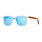 Blue Planet Sunglasses | Cail - Frost Clear / Walnut Wood / Ice Blue Mirror Polarized