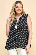Curvy Tunic | Sleeveless Babydoll Top with Tassel