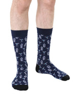 Bamboo Crew Socks - Men's Collection - Martini Shakers -Blue