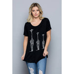 Three Giraffes Print SS Graphic Tee