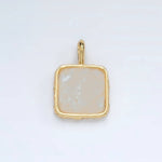 Square Gemstone Pendant Necklace | Moonstone, Labradorite, Moss Agate | 24K Gold Filled 18mm