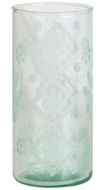 Etched Glass Hurricane Vase