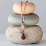 Necklace |  Long Beaded Tassle Necklace