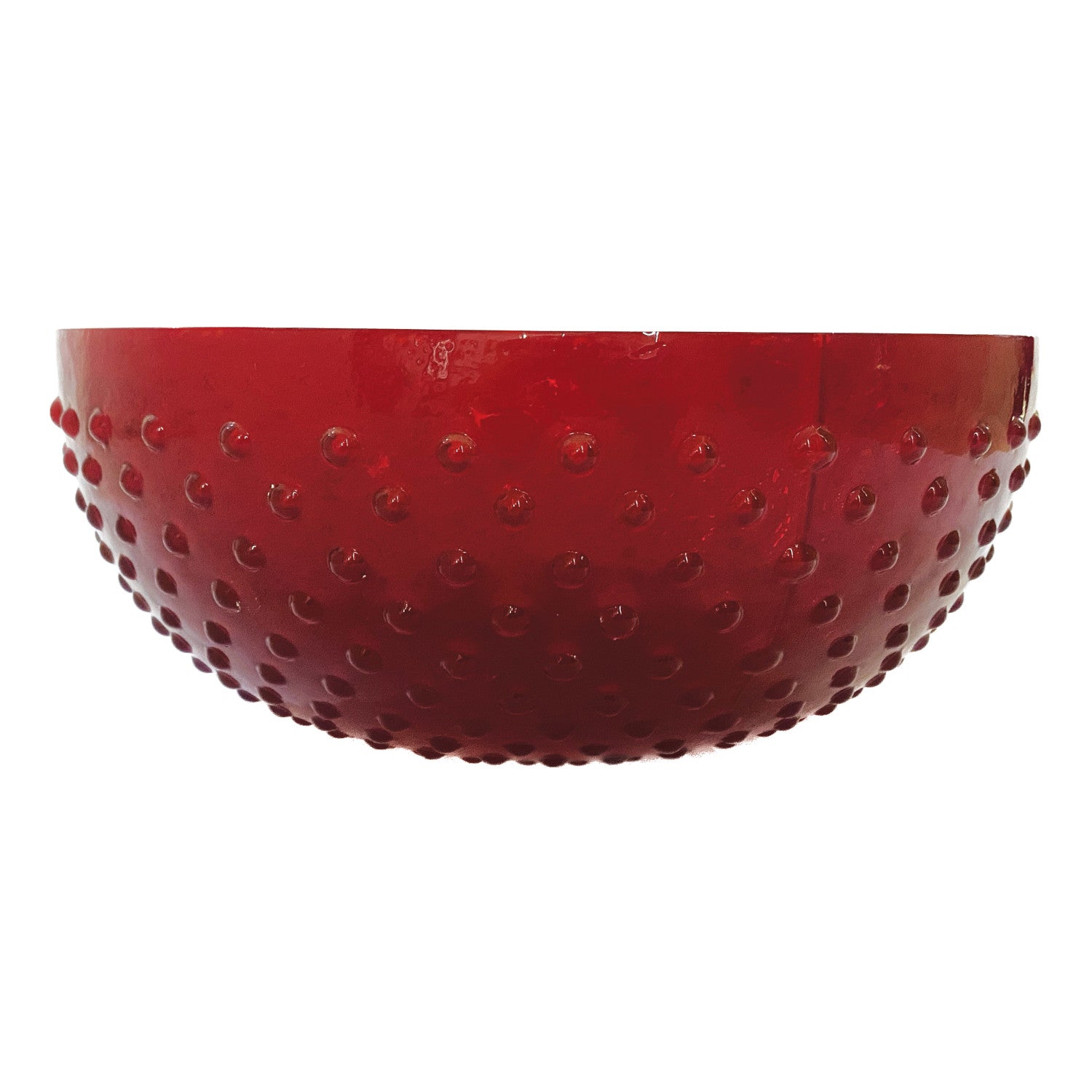 4-1/2 Quart Glass Hobnail Serving Bowl, Red