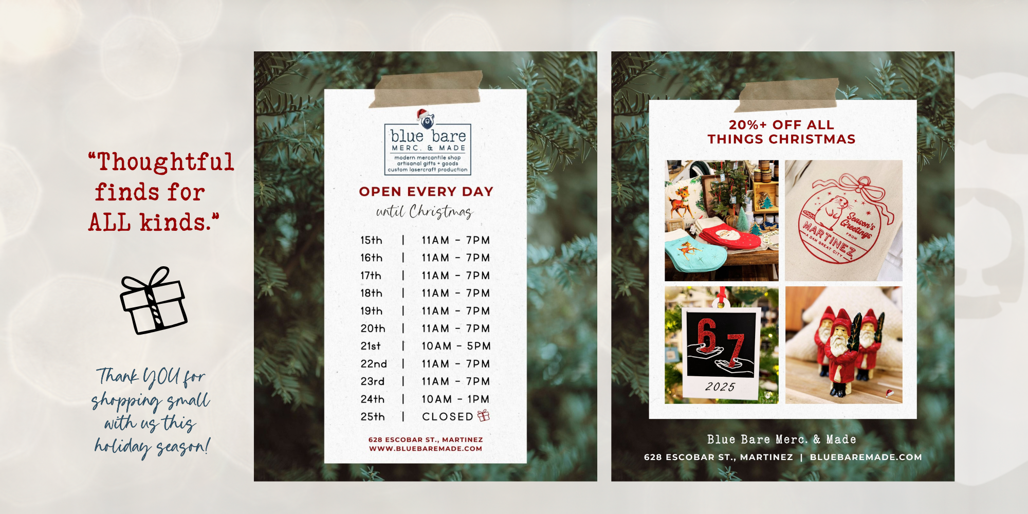 Extended Holiday Hours and 20% off Sale