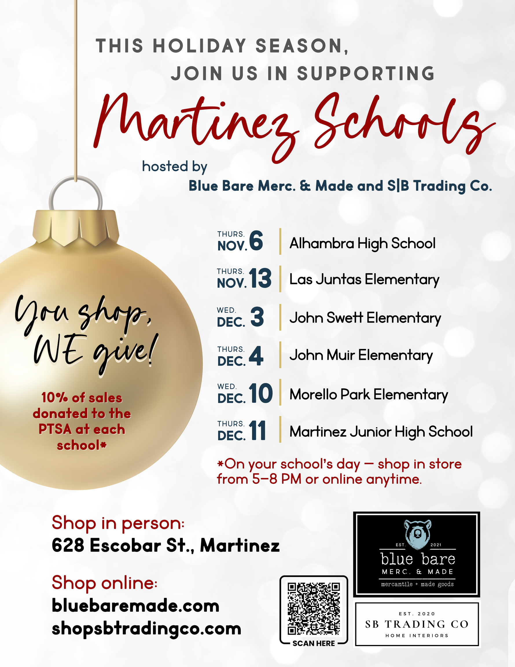 Shop Local, Give Local - Martinez Schools Give Back Holiday Shopping Events