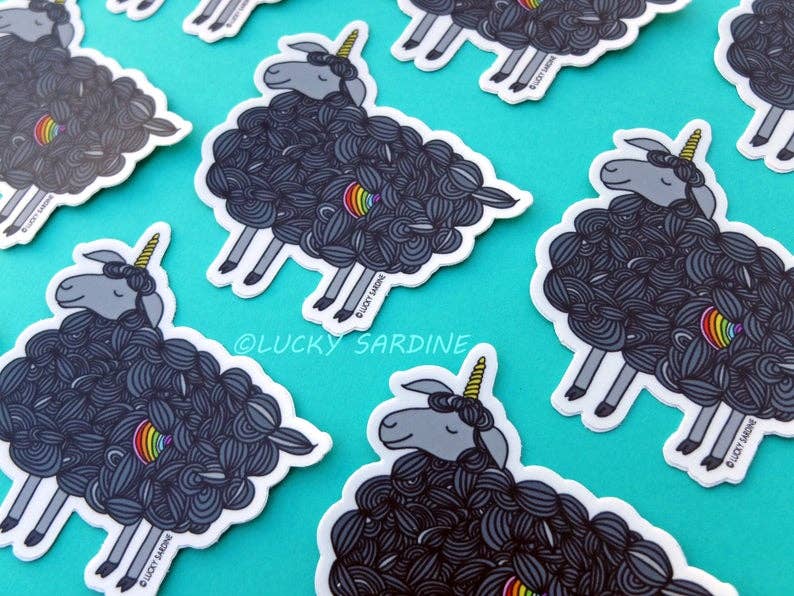 Sticker | Black Sheep Unicorn, Magical Rainbow Self Love Vinyl Sticker