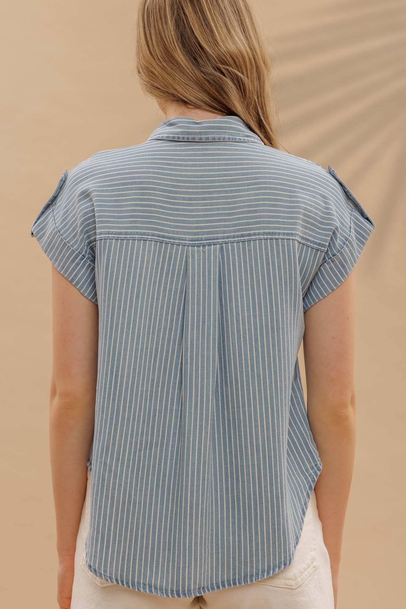 Button Down Top | Chambray Stripes