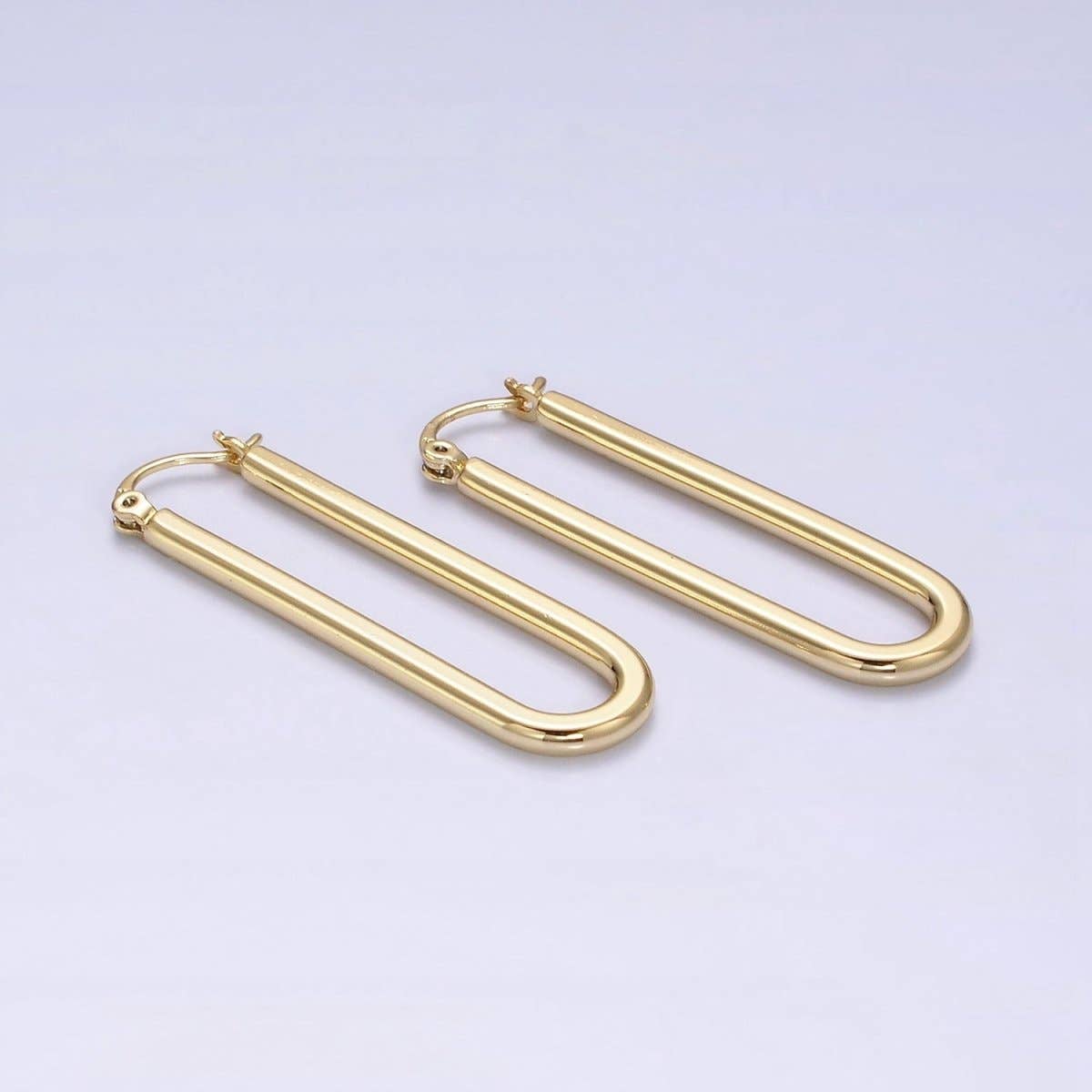 Skinny U-Shaped Earrings | 14K Gold Filled 45mm Thin Oblong Latch Earrings