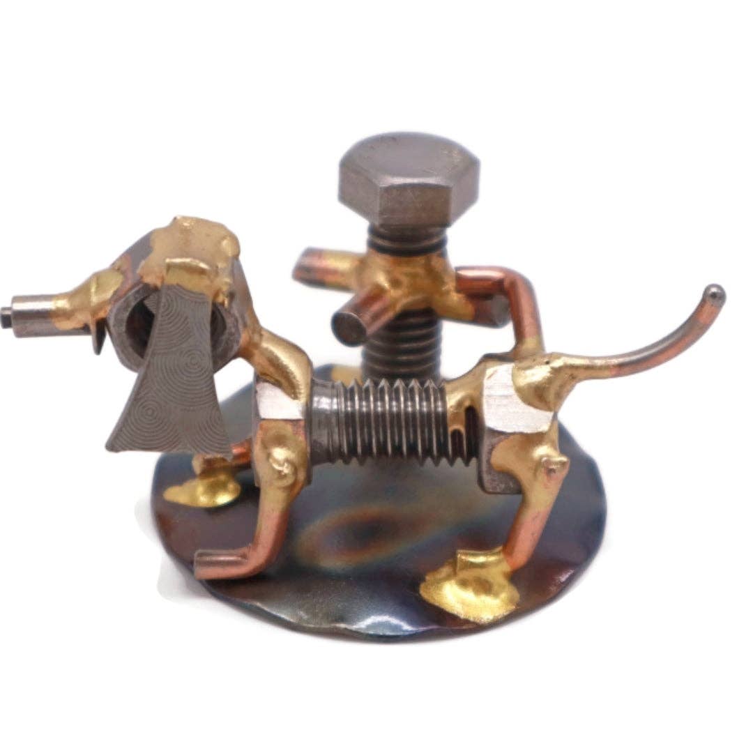 Handmade Metal Figurine | Dog Peeing on Fire Hydrant