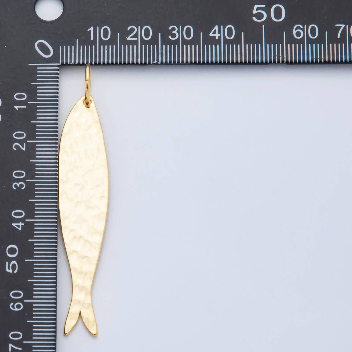 Earrings | 18K Gold Filled 68mm Long Minimalist Hammered Sardine Fish