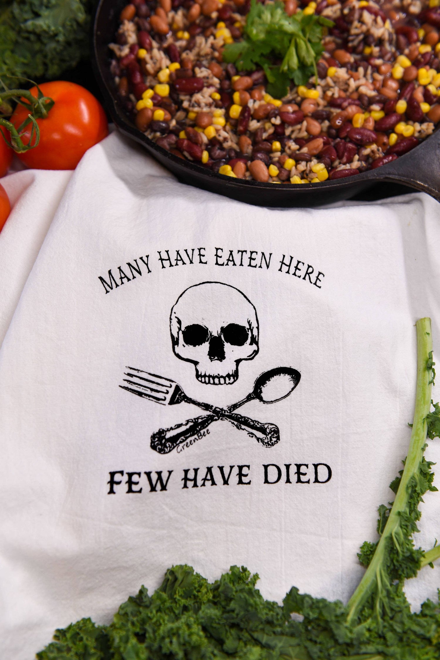 Kitchen Towel | Many Have Eaten Here Few Have Died Funny Kitchen Tea Towel