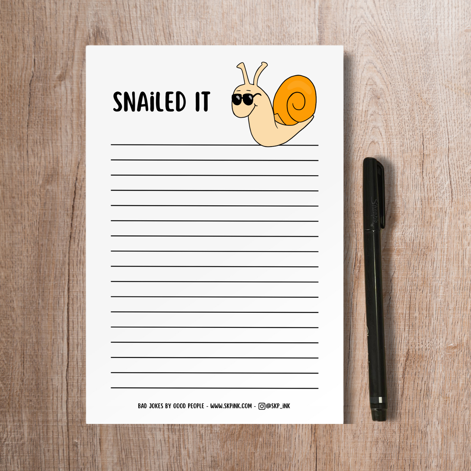 Funny Snail Pun Notepad | Snailed It Stationery