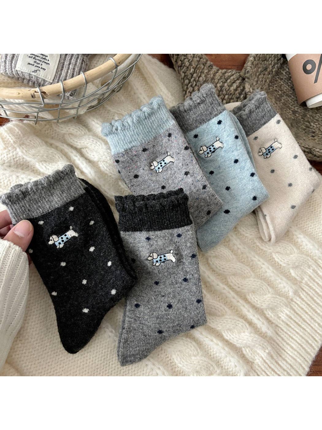Women's Socks | Cute Dachshund Puppy Embroidered