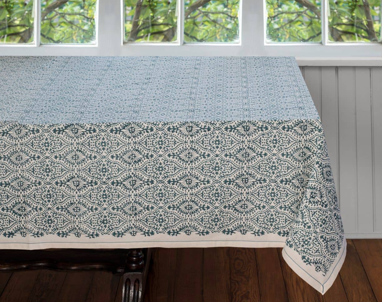 Tablecloth | Hand Block Printed - Teal