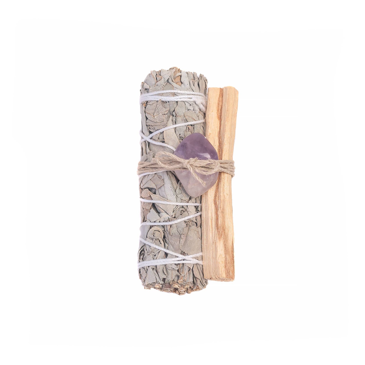 Sage Bundle | White Sage, Smooth Amethyst Stone, Palo Santo