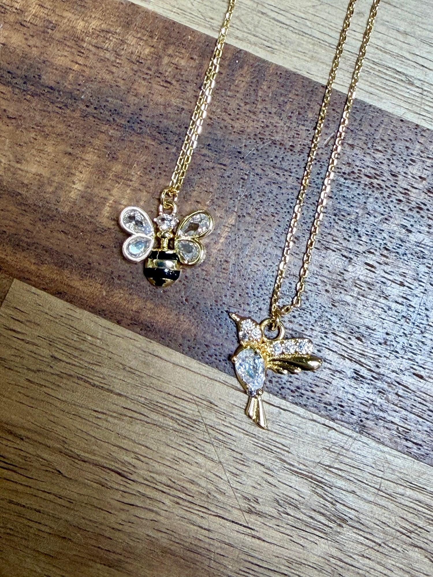 Pendant Necklace | Cubic Zirconia and Gold Plated Honey Bee