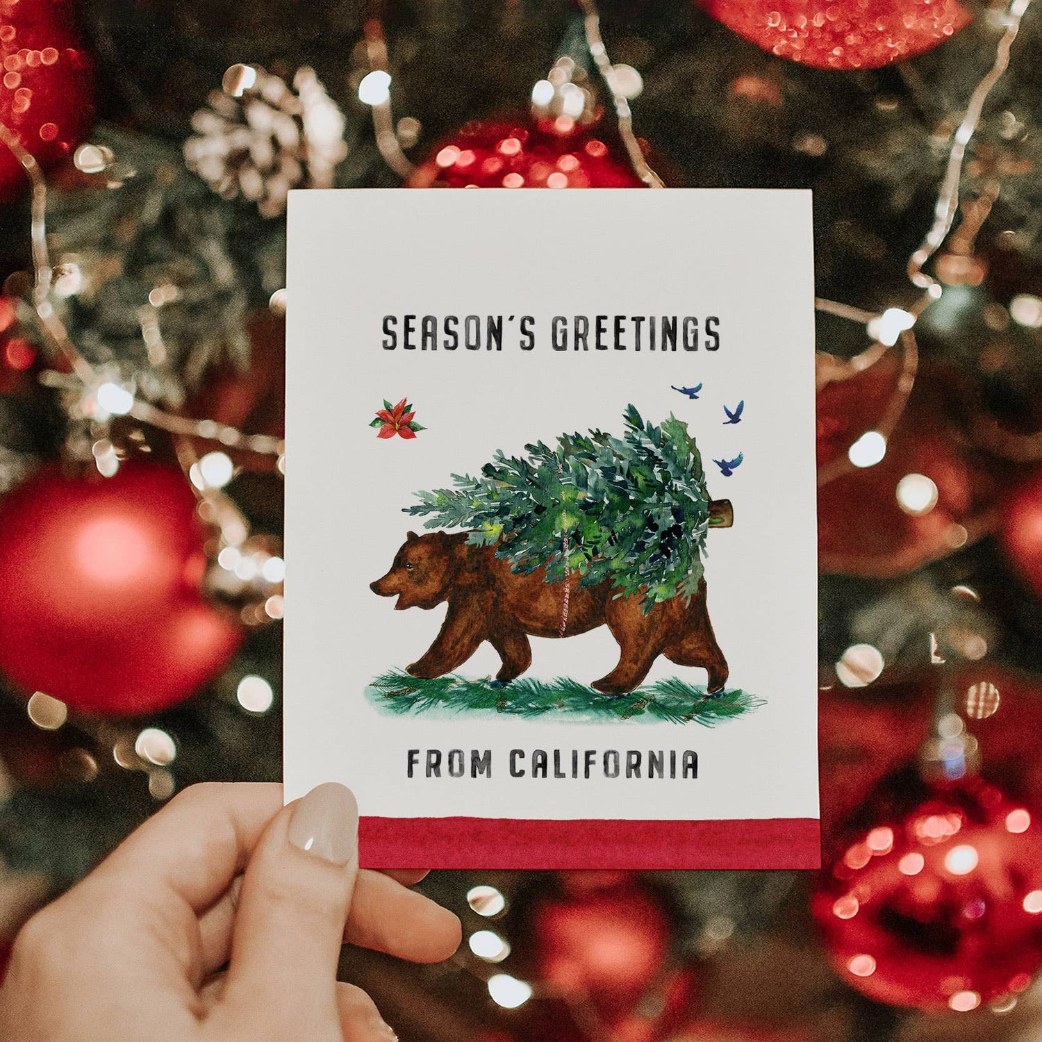 Greeting Card | California Bear Flag Seasons Greeting
