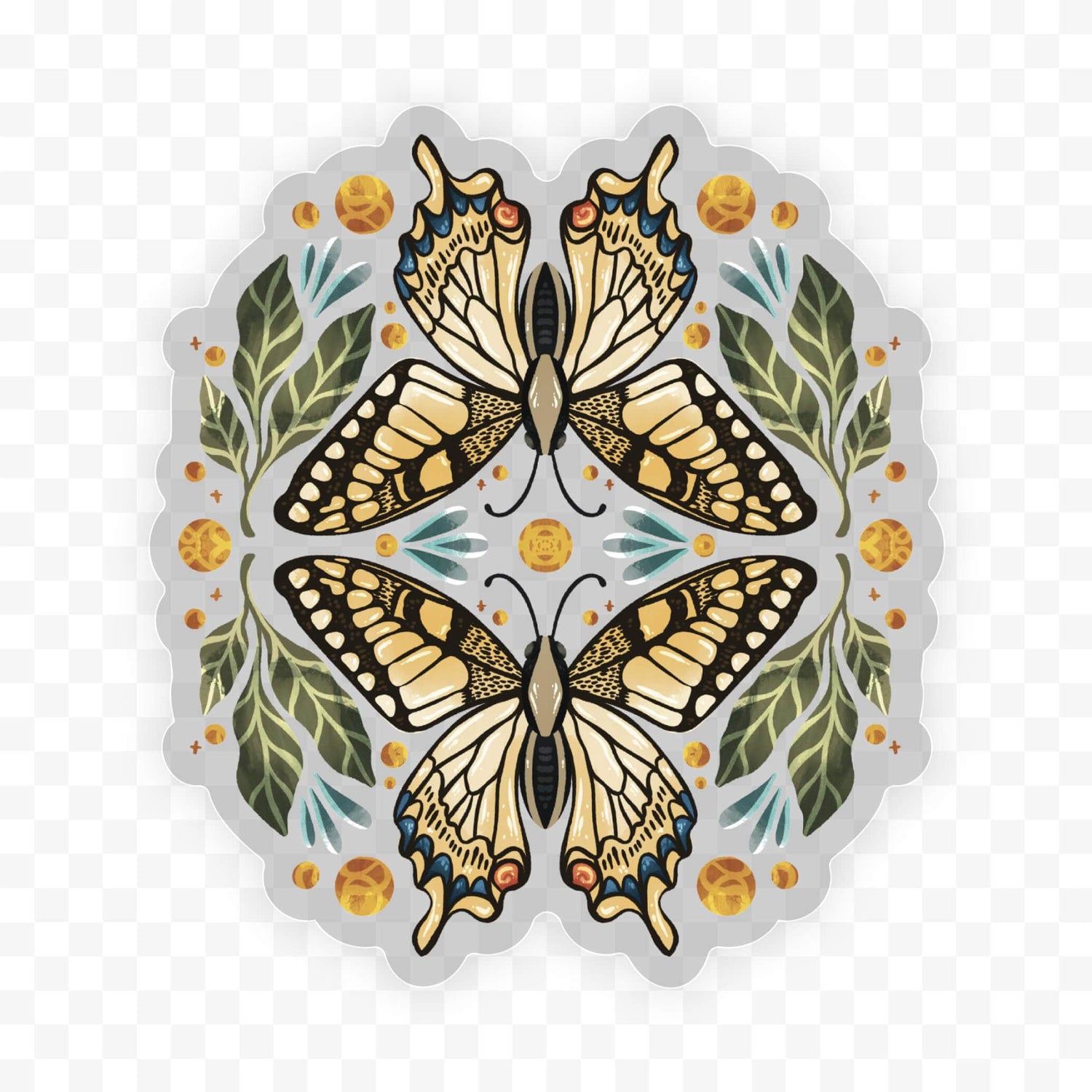 Sticker | Butterfly and Leaves Clear
