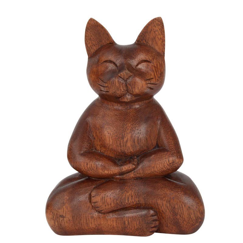 Wooden Sculpture | Meditating Cat
