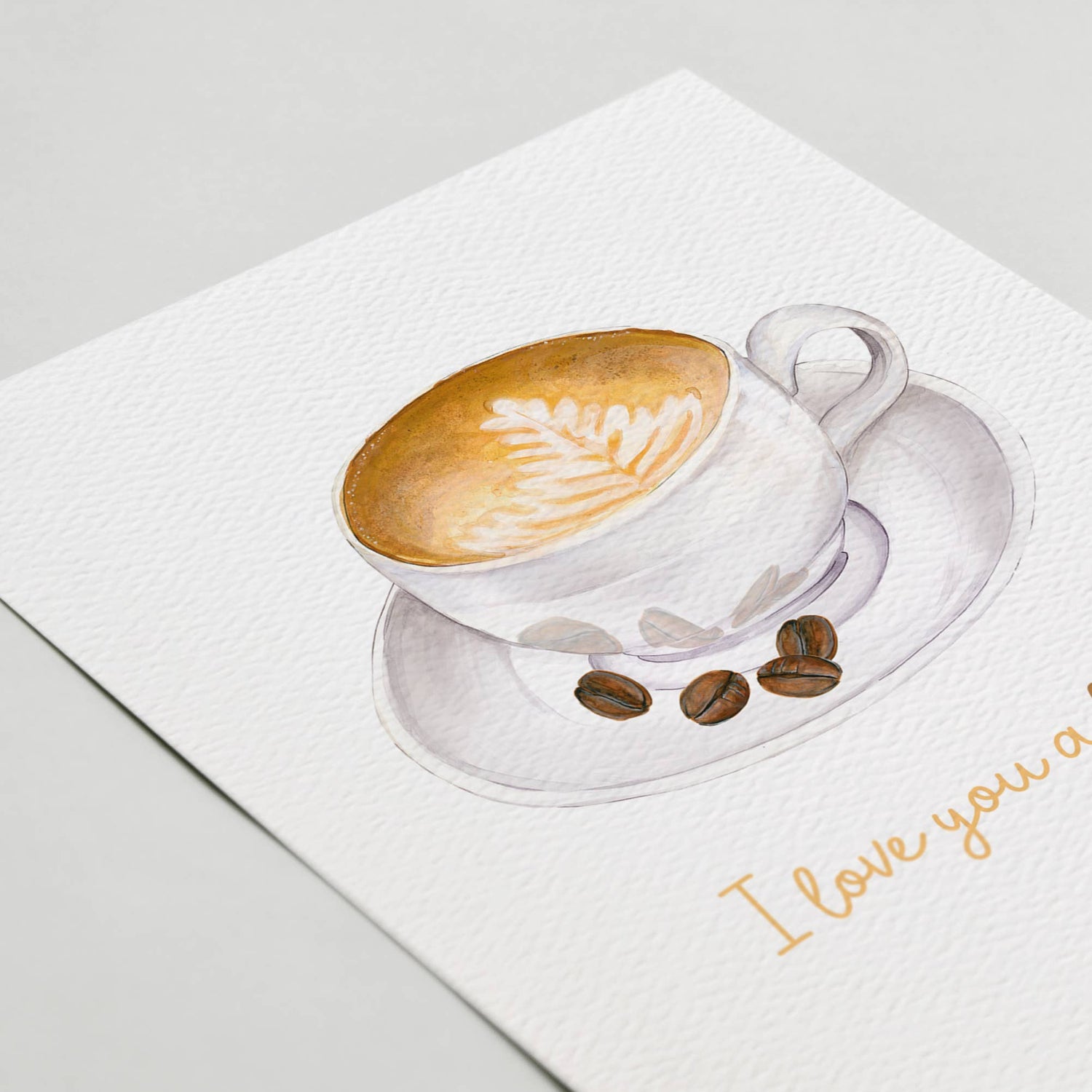 Greeting Card | I love you a latte card, coffee shop card, Latte love