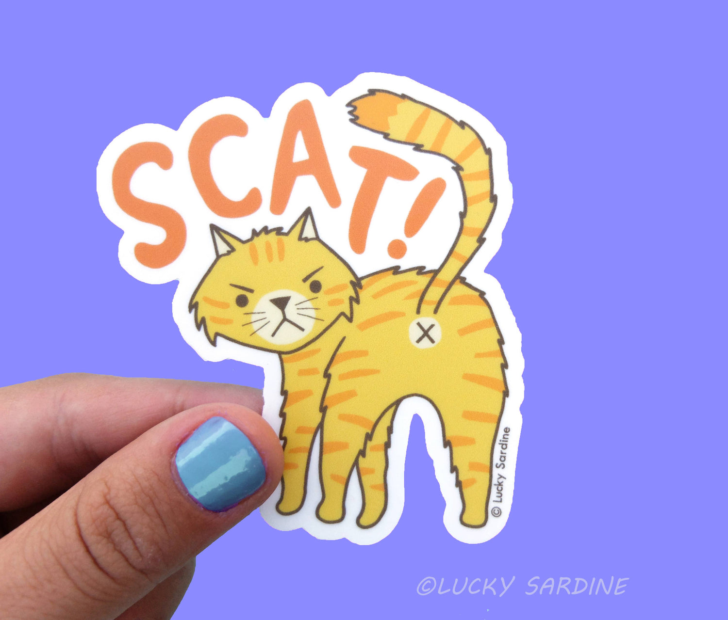 Sticker | Tabby Cat Butt, Scat Scram, Funny Orange Bum Vinyl Sticker