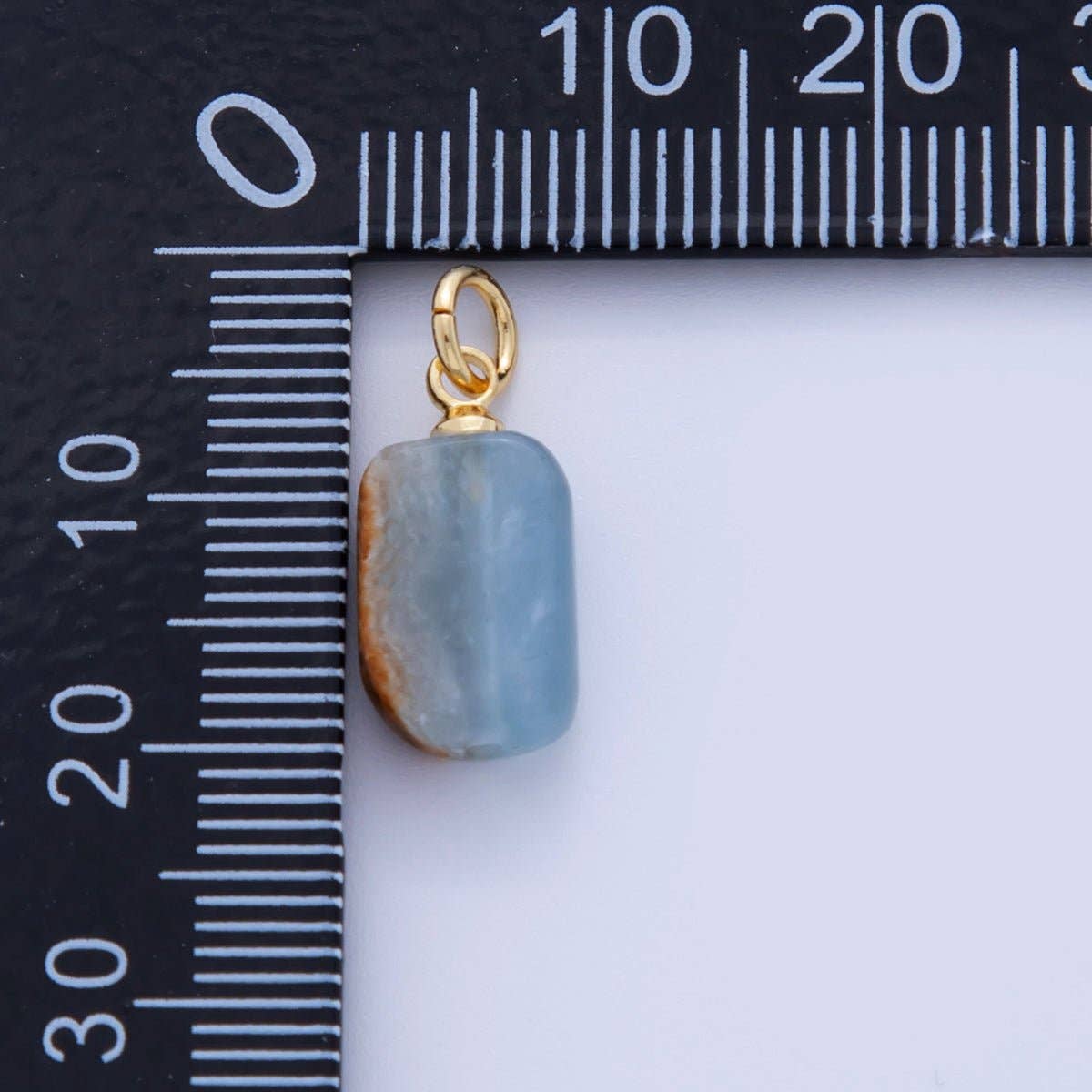Charm Bar | Blue Calcite Mini Gemstone 18K Gold Filled Oblong Charm