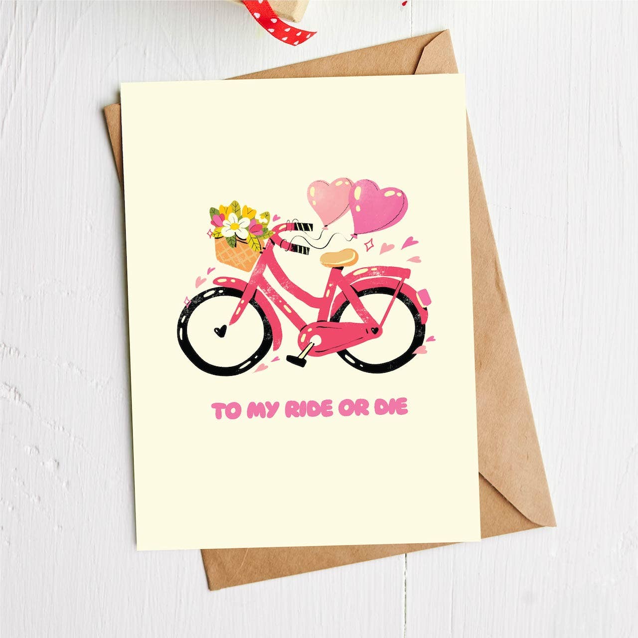 Greeting Card | "To My Ride or Die" Heart Bicycle