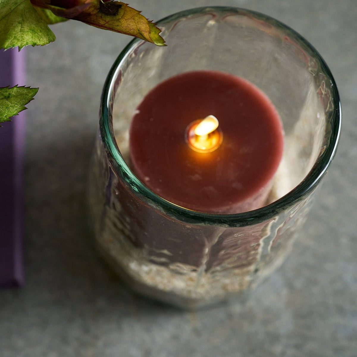 Pebbled Edge Glass Hurricane Decor | Medium