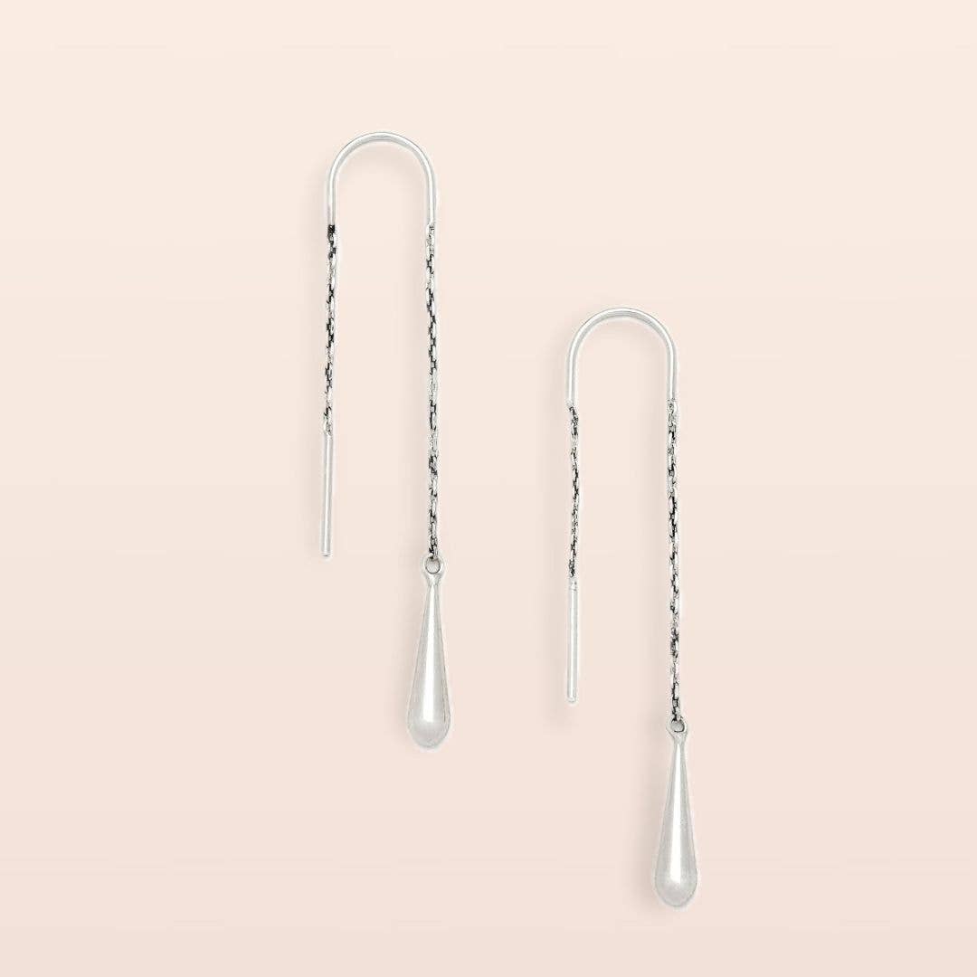 Refined Earring Collection | Teardrop Threader/Silver