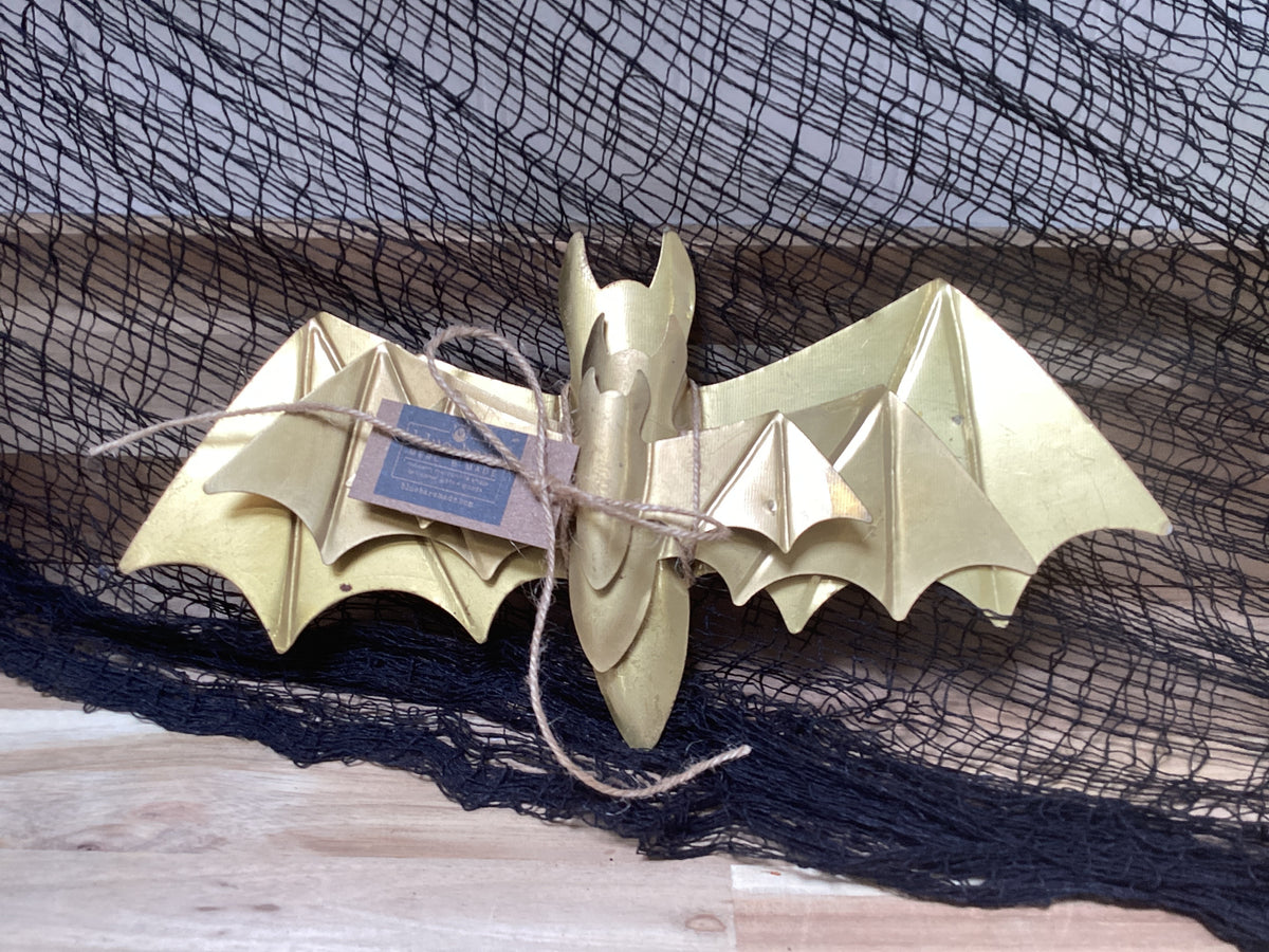 Halloween Wall Art | Metal Gold Bats Set