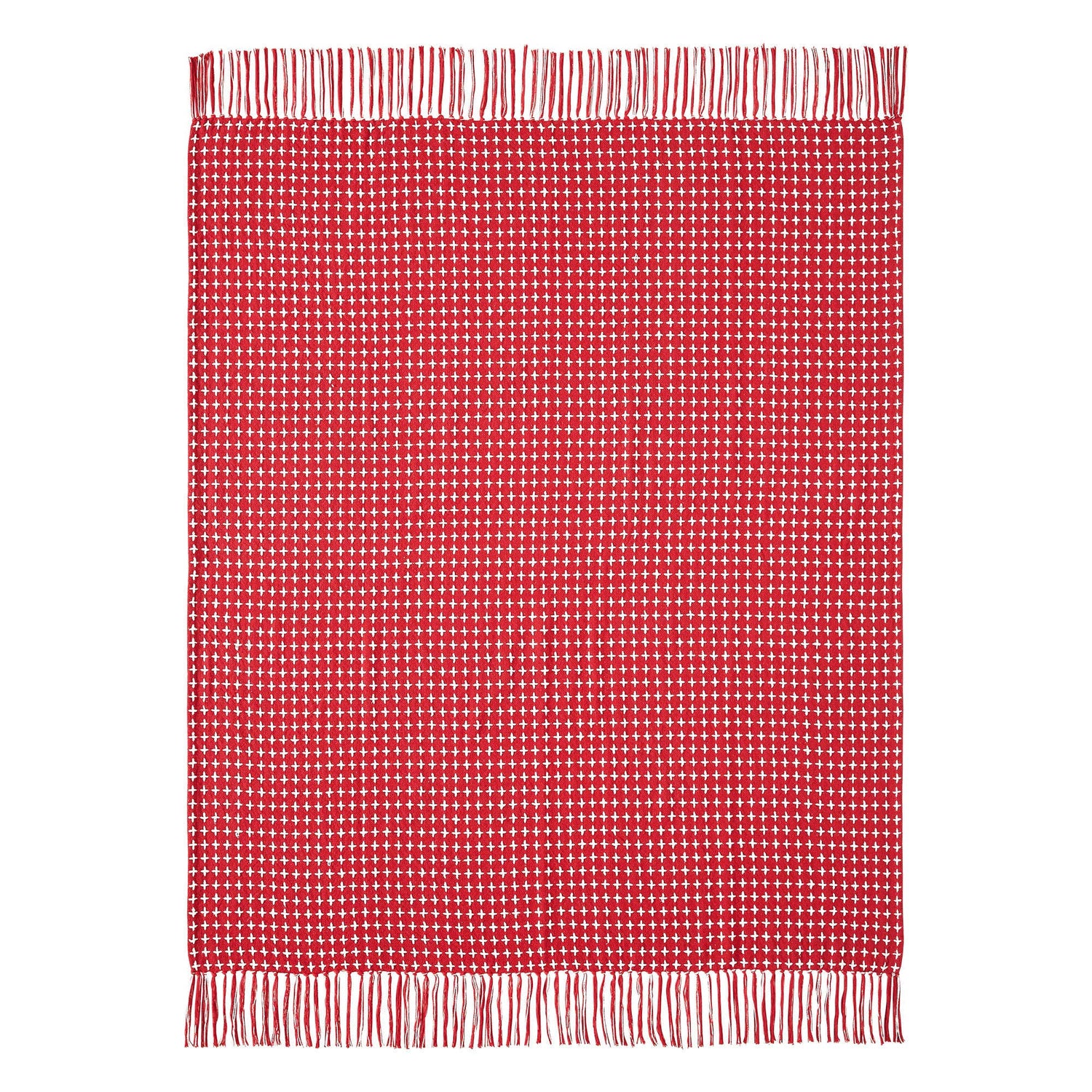 Holiday Throw Blanket | Red White Woven Throw 50x60