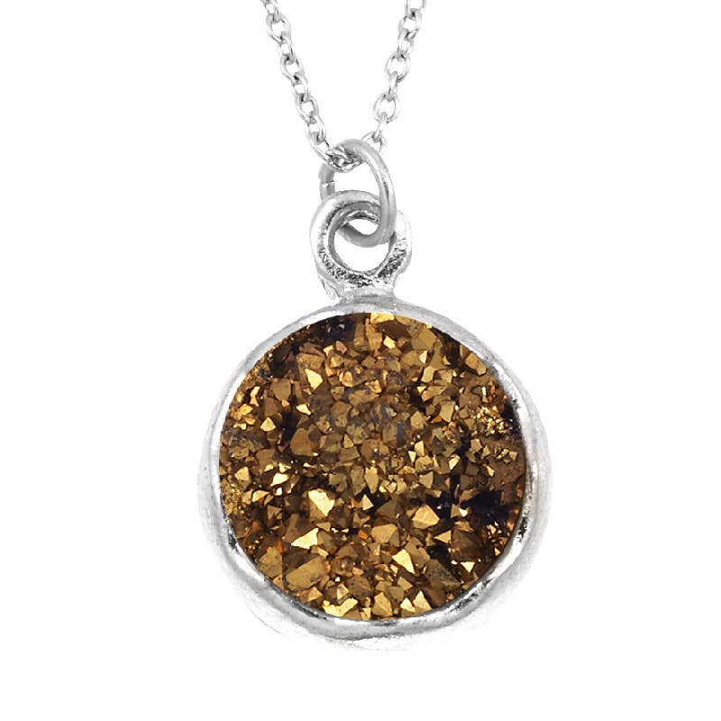 Necklace | Gold Druzy Stone