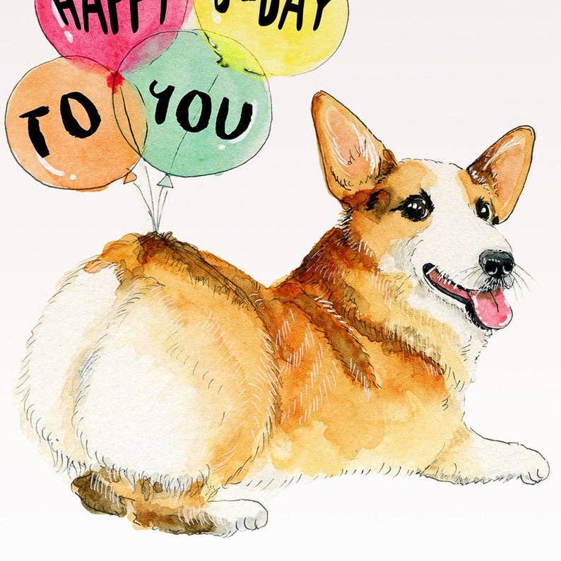 Greeting Card | Corgi Butt Balloon