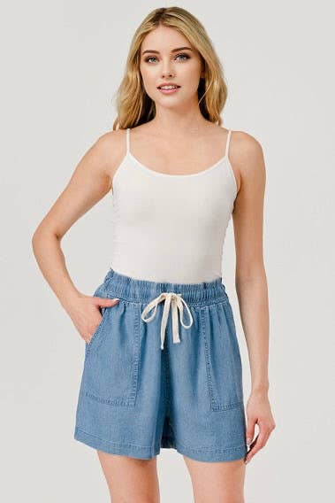 Chambray Tencel Shorts | Mineral Washed Denim