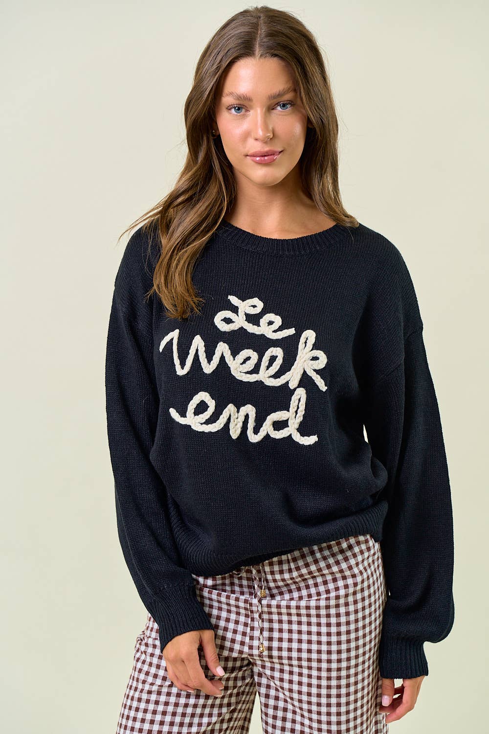Women's Sweater | LE WEEKEND EMBROIDERED OVERSIZED