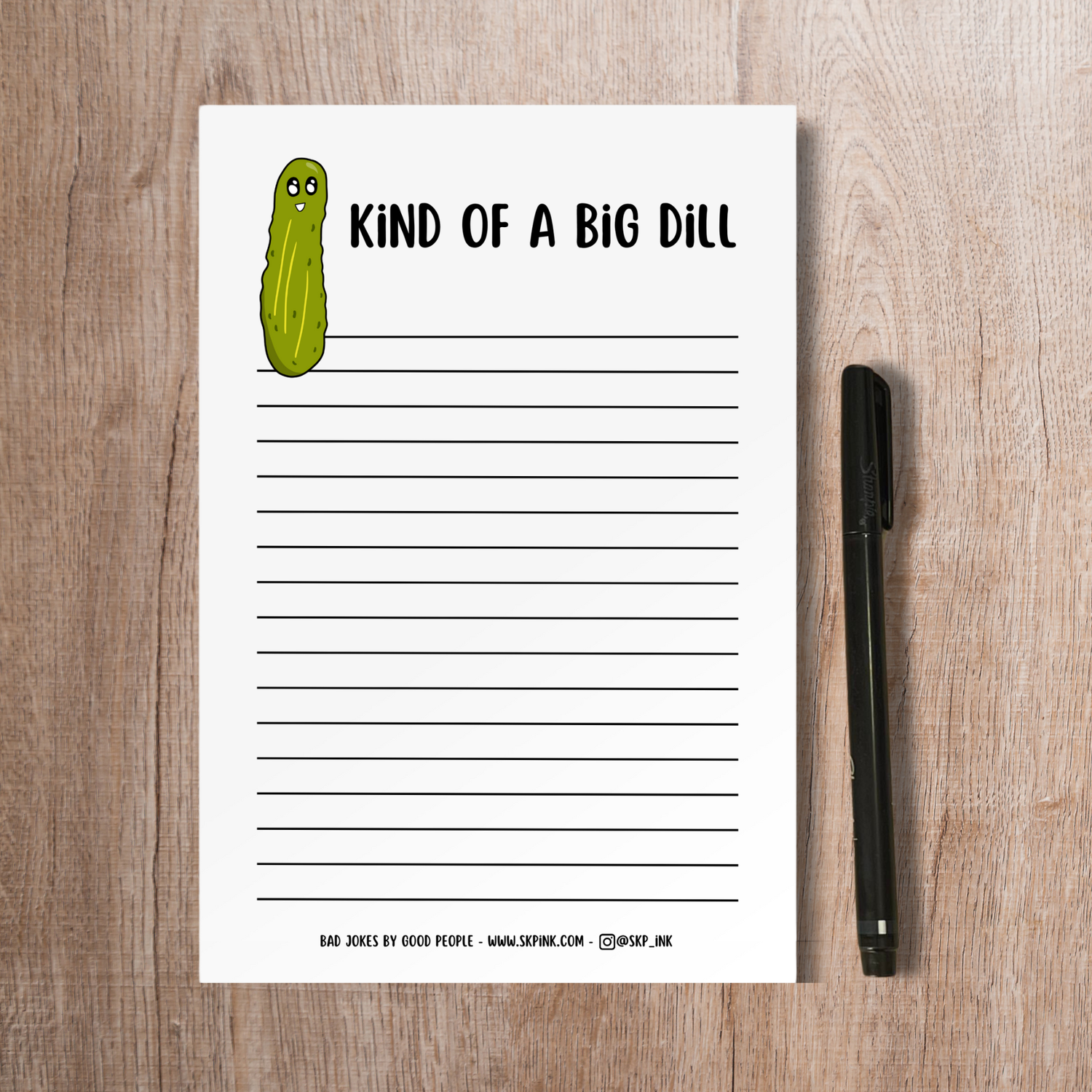 Funny Pickle Pun Notepad | Kind of a Big Dill Stationery