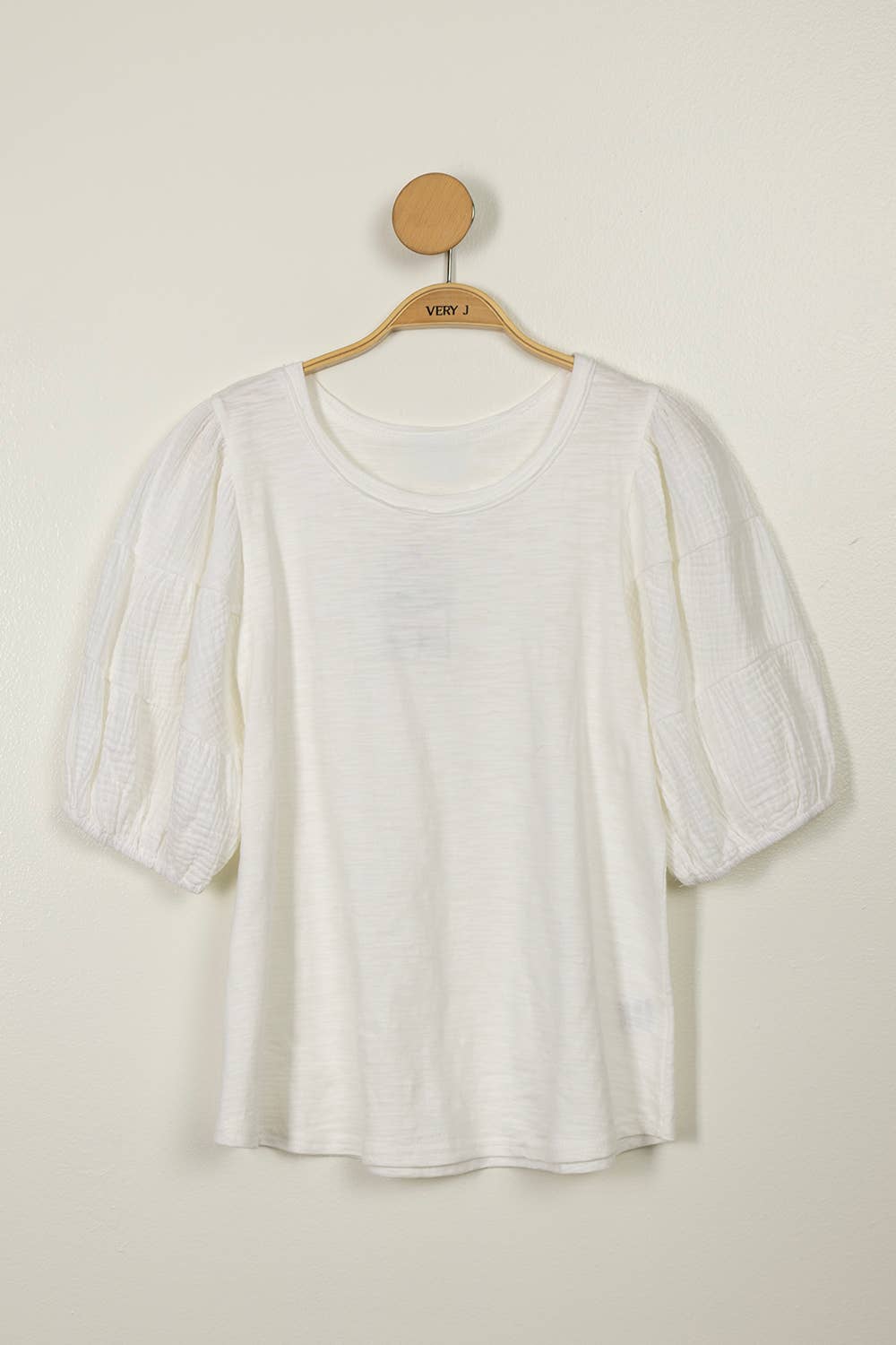 Mineral Washed Cotton Top | Puffed Sleeve