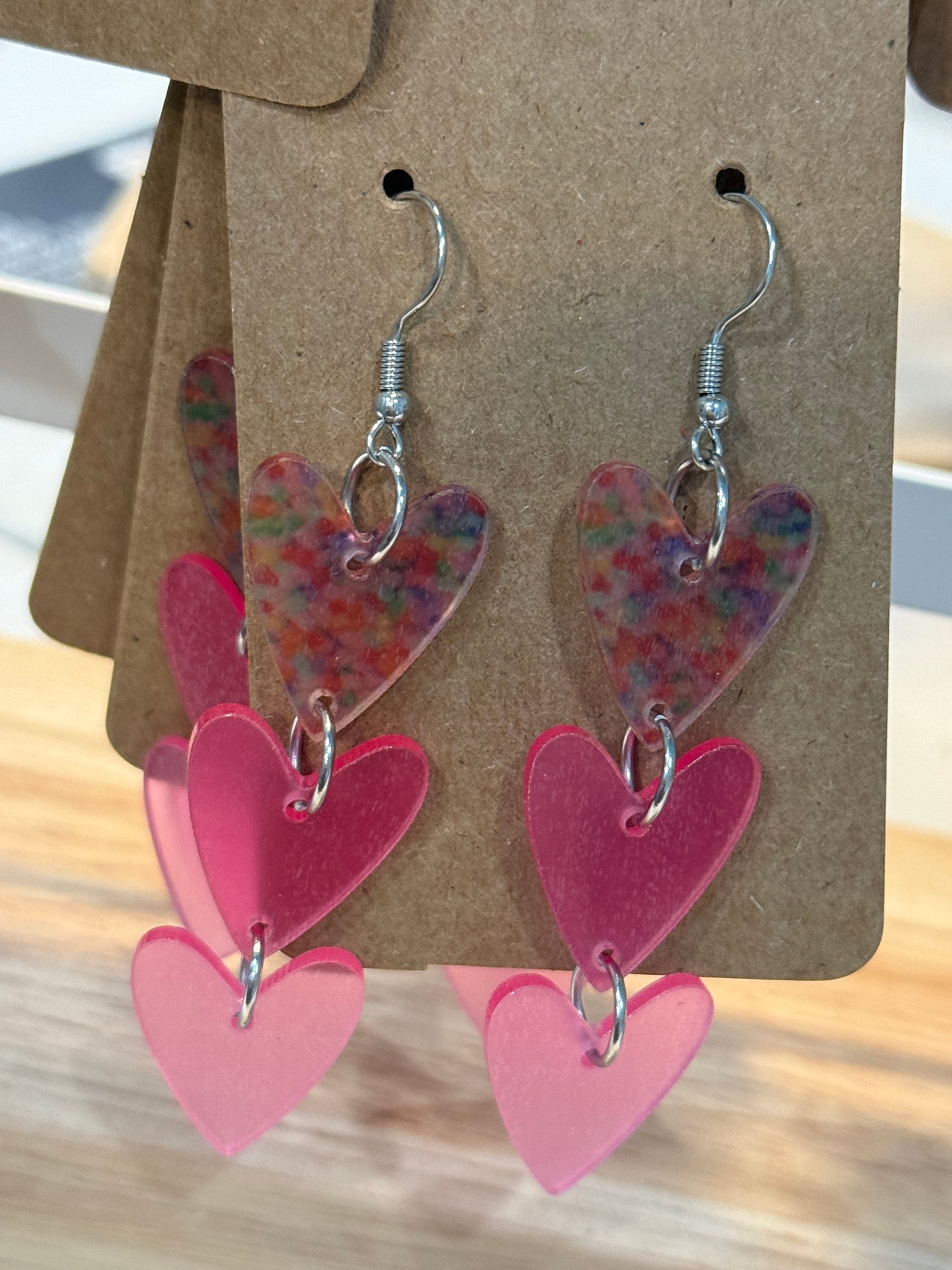 Valentine's Earrings | Dangle Pink Hearts