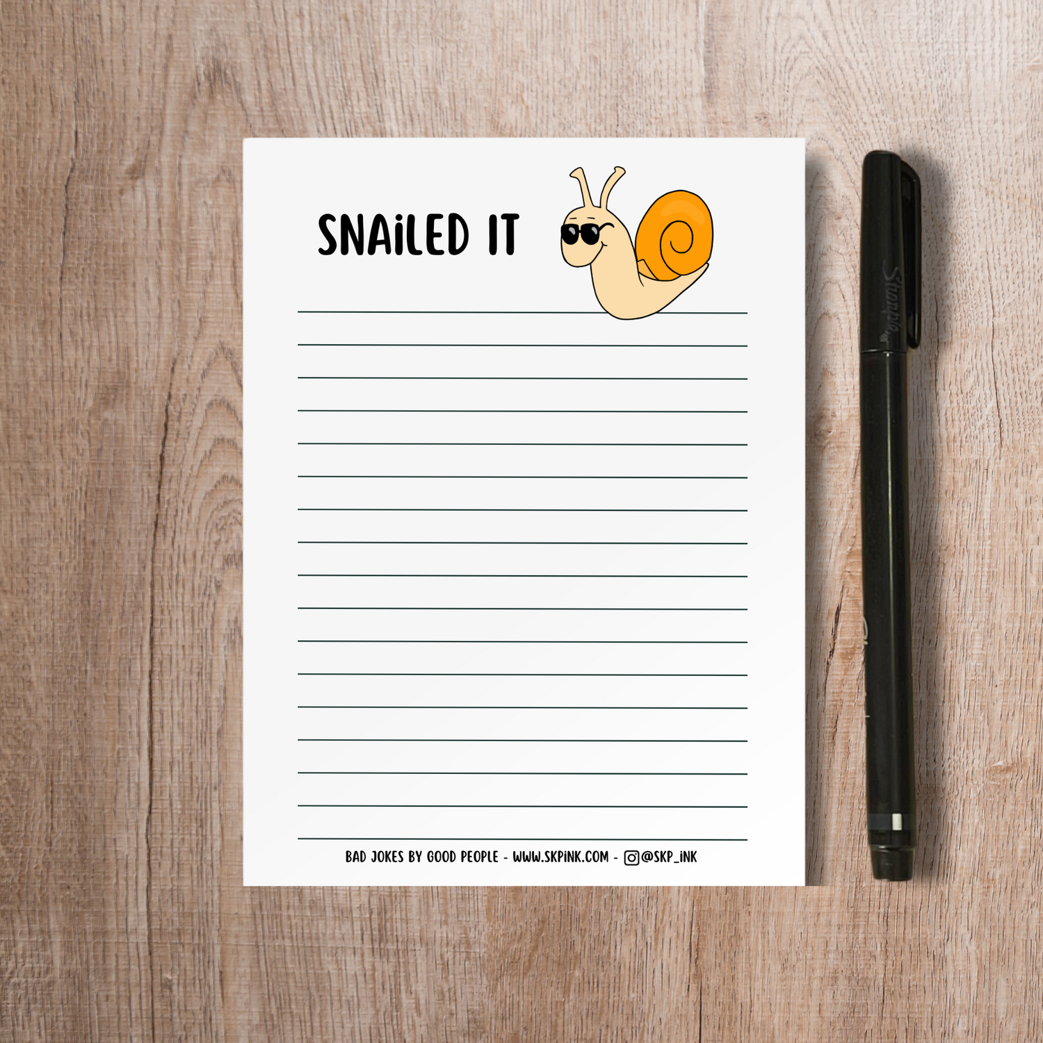 Funny Snail Pun Notepad | Snailed It Stationery