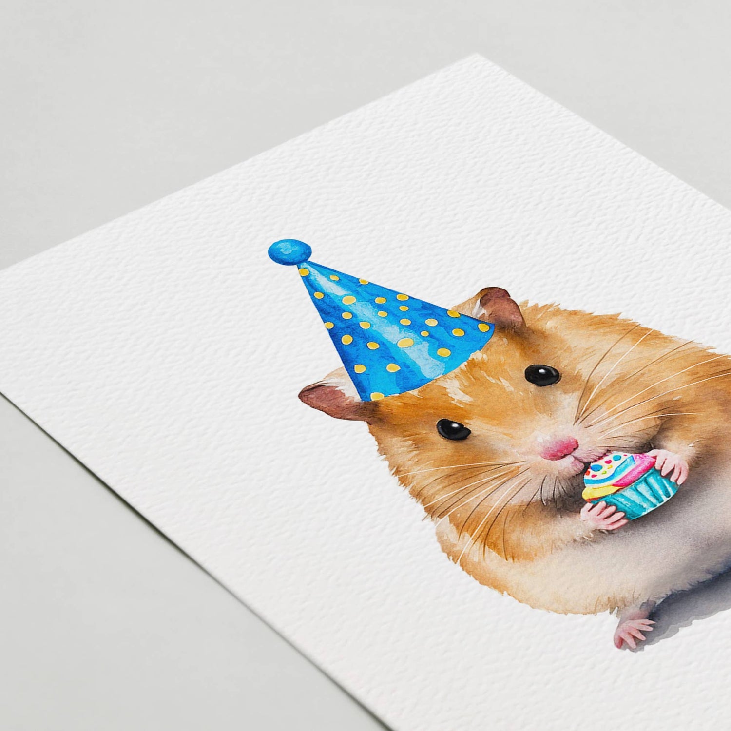 Greeting Card | Hamster Birthday Cake Card, Cute Animal Happy Birthday Card