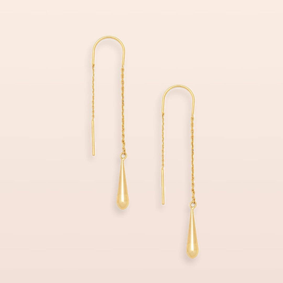 Refined Earring Collection | Teardrop Threader/Gold Vermeil