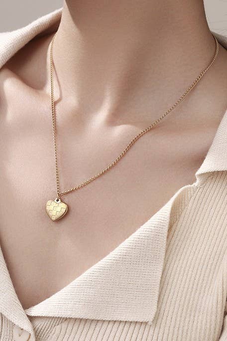 Heart Necklace | 18K STAINLESS STEEL TARNISH FREE CHECKER Silver