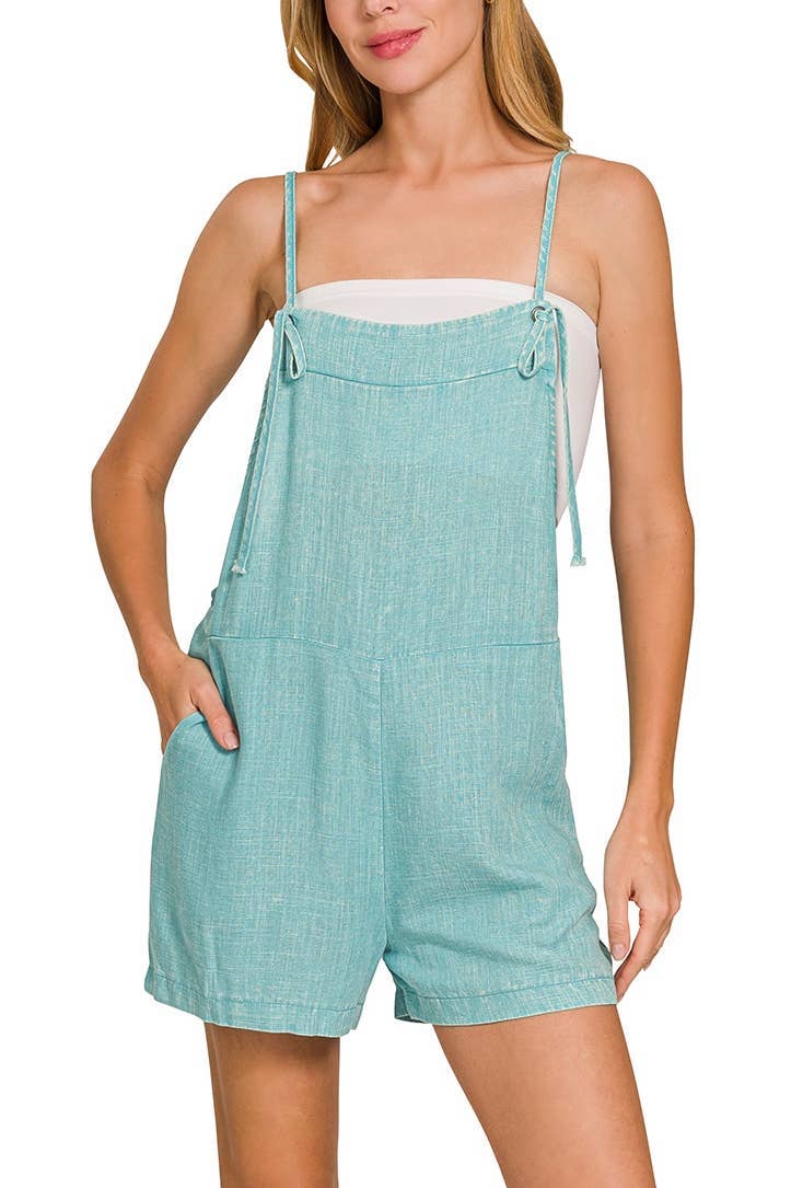 Women's Linen Romper | Washed Knot Strap