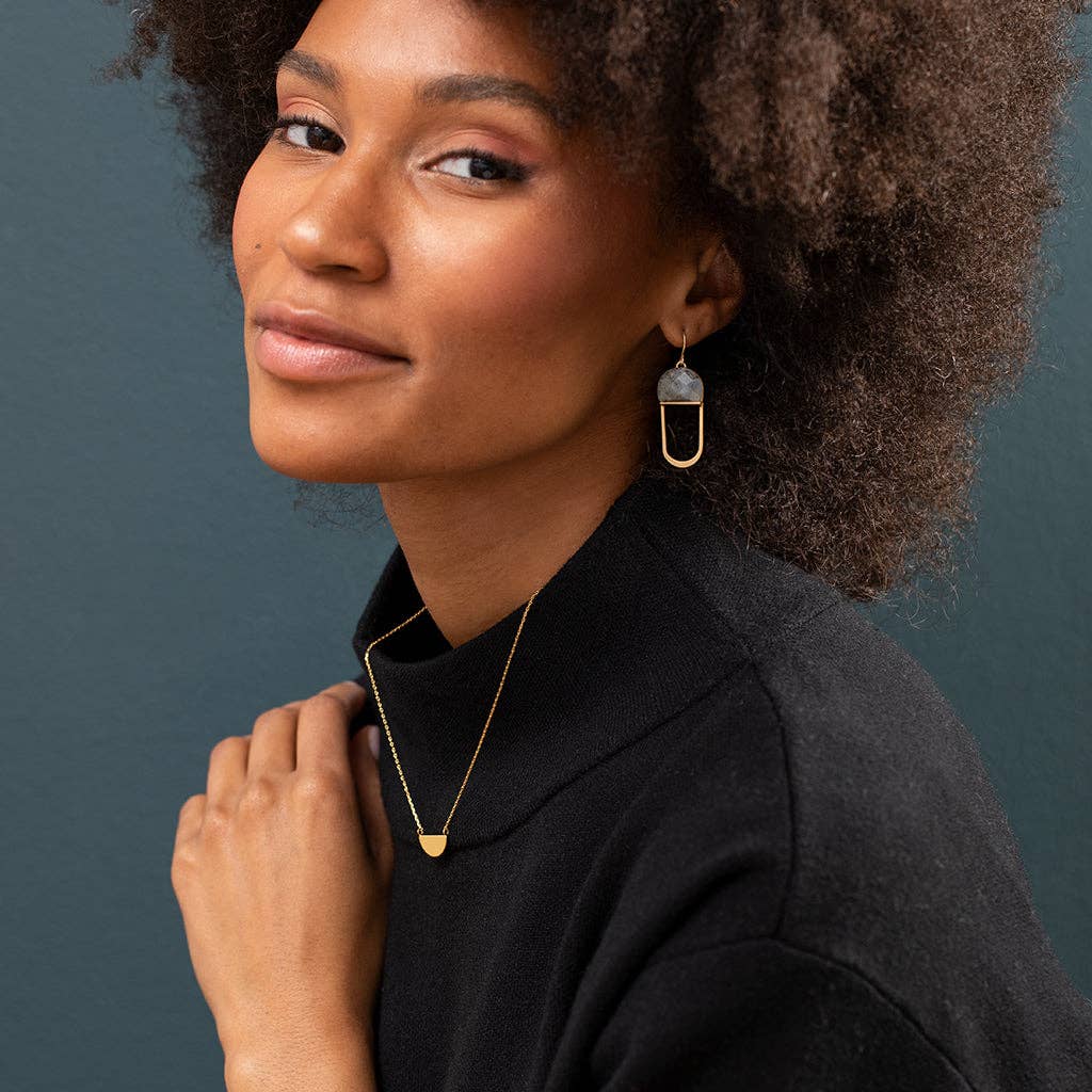 Earrings | Modern Stone Chandelier Earring - Amazonite/Gold