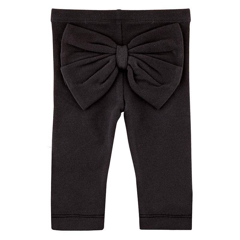 Baby Leggings - Black Bow 6-12 Mo