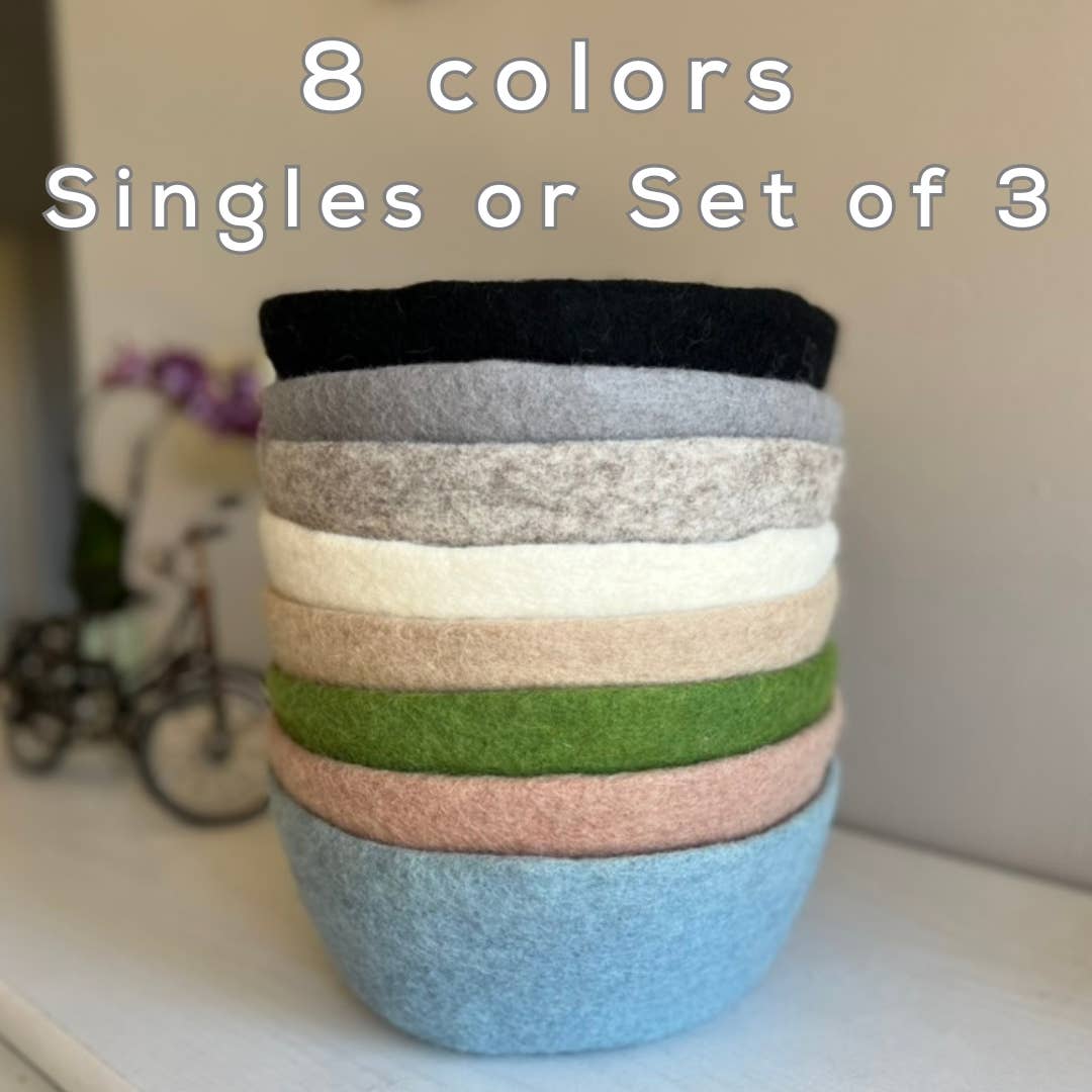 Handmade Felt Bowl Pair | 6" and  9"