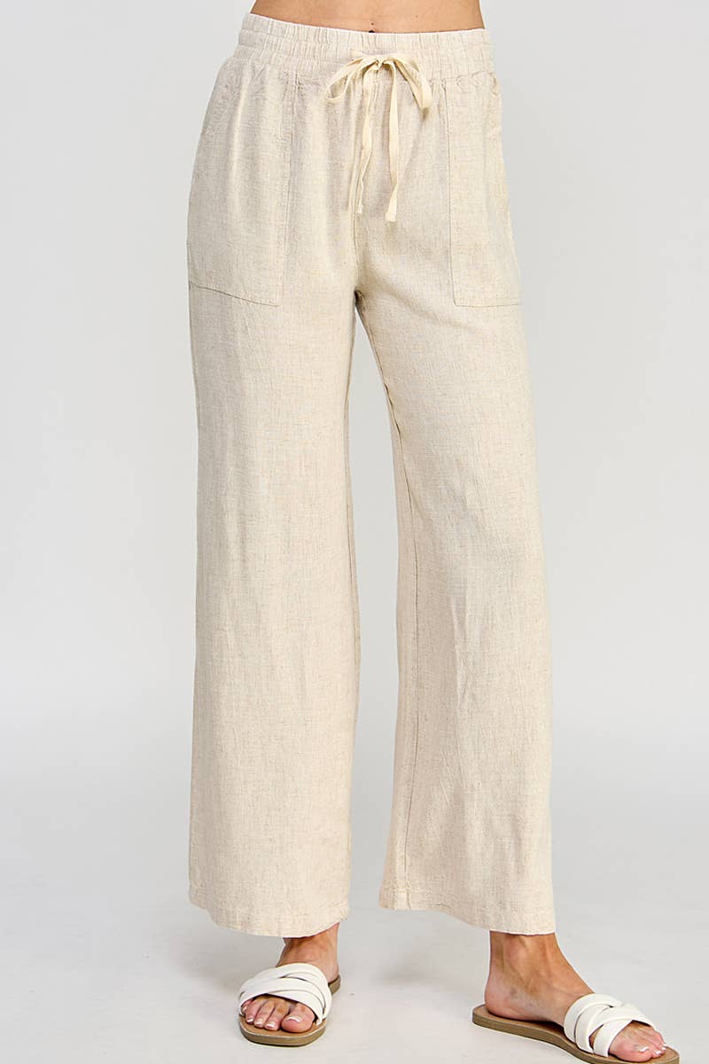 Vintage Washed Linen Pants - Oatmeal