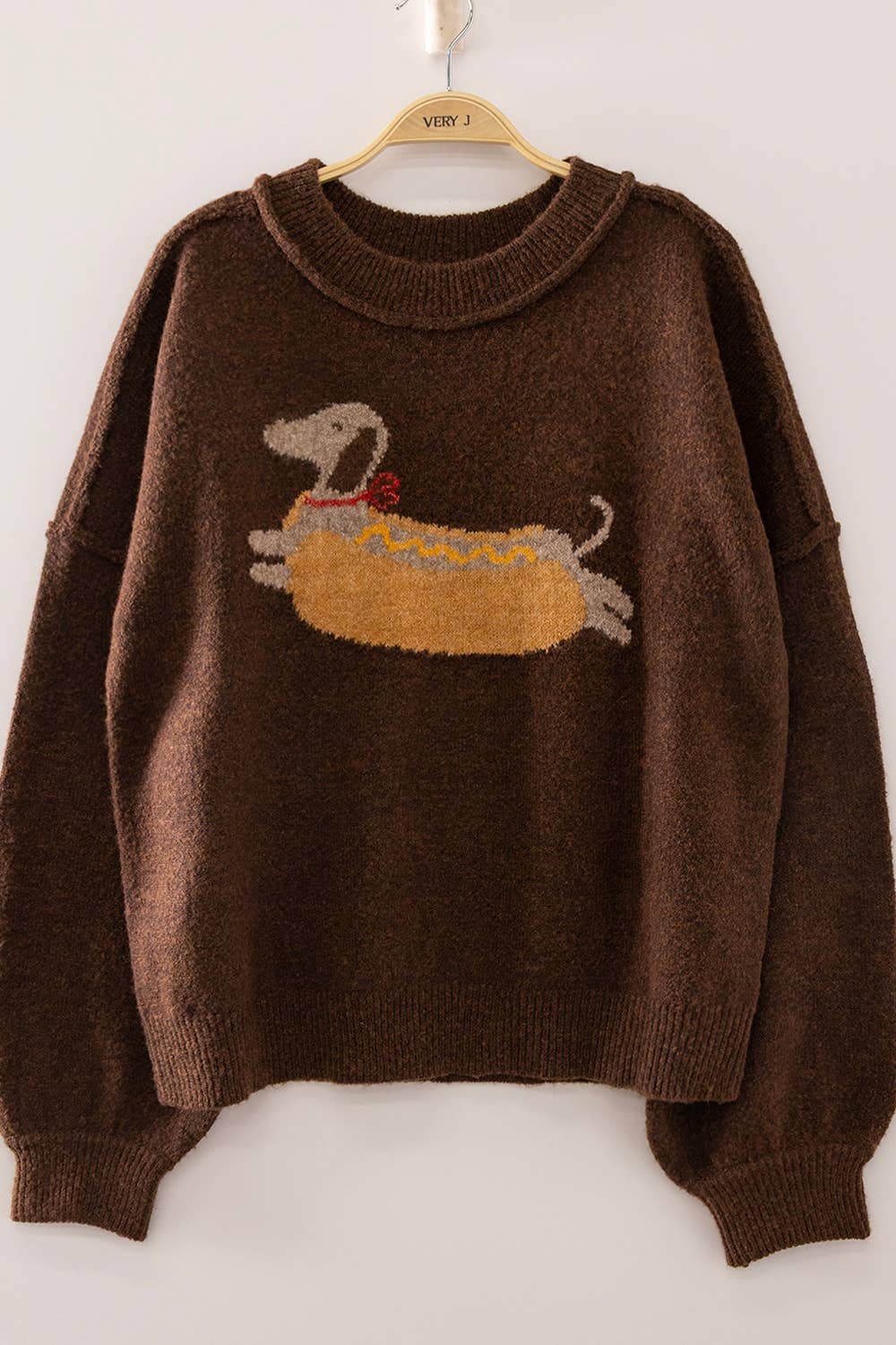 Women's Sweater | Dachshund Hot Dog (Oatmeal or Chocolate)